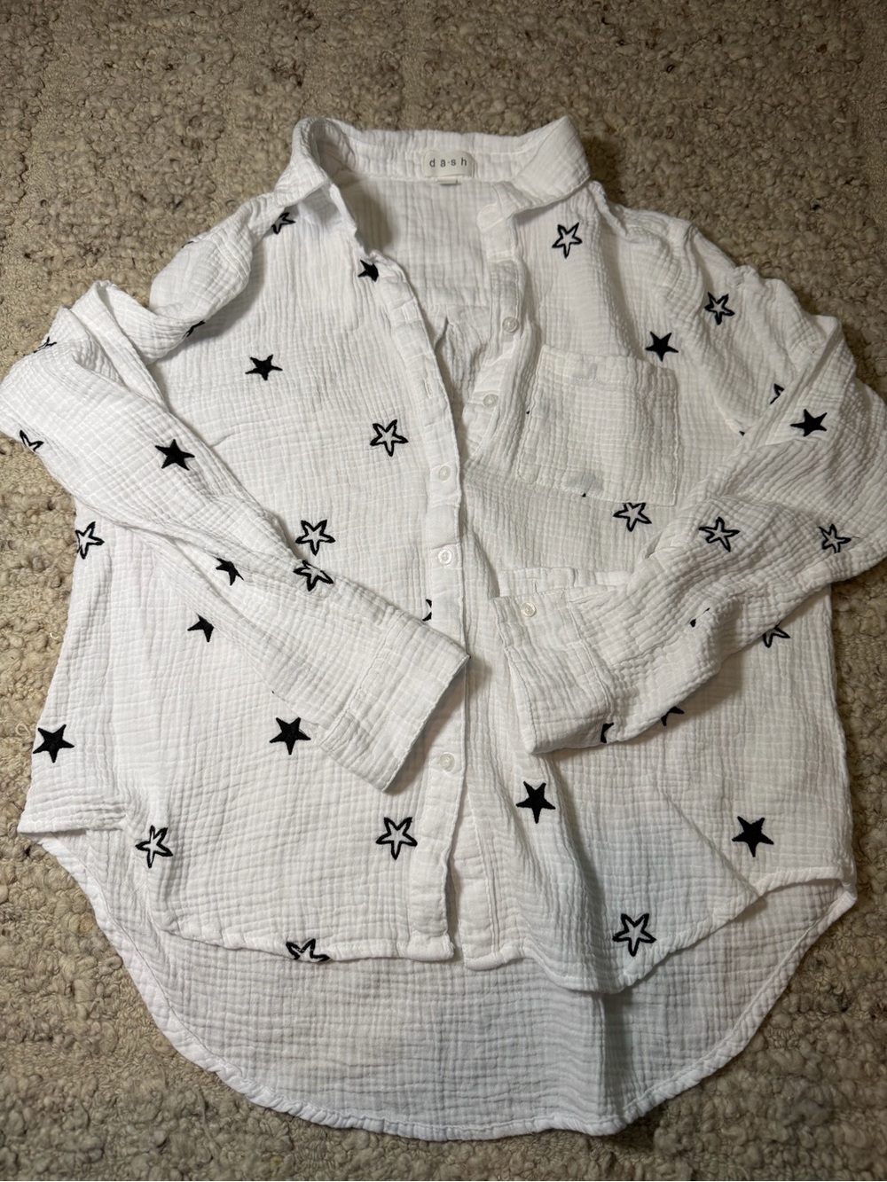 Dash White Star-Print Button-Up Shirt